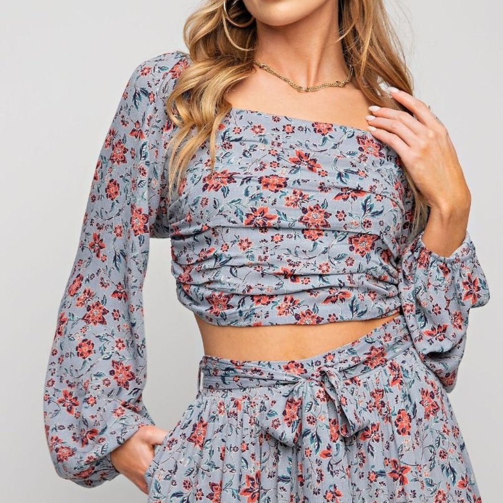 THE SHYANNA  PRINTED RAYON GAUZE CROP TOP  NWT